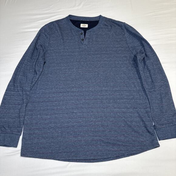 Marine Layer Lightweight Henley Shirt Mens XL Blue Stripe 1/4 Button Long Sleeve - Picture 1 of 12